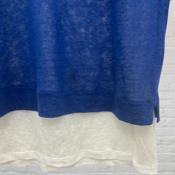 Majestic Filatures Linen Top 2 Blue Layered 3/4 Sleeve Designer - Picture 10 of 16